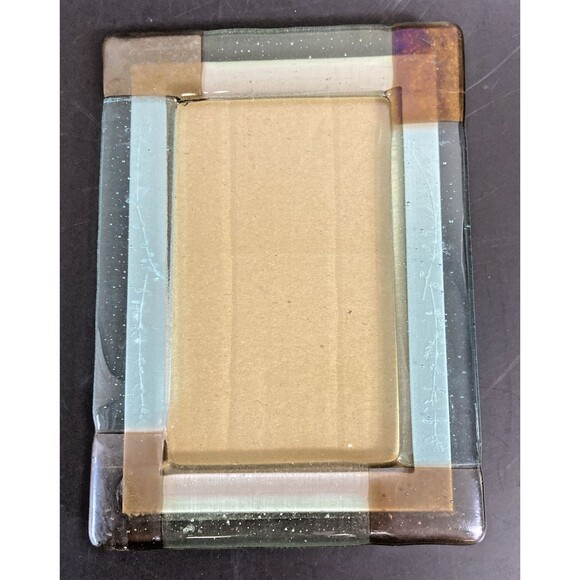 Appalachian Springs Framed Fused Glass In Watercolors Holds 4x6 Picture - Picture 2 of 7